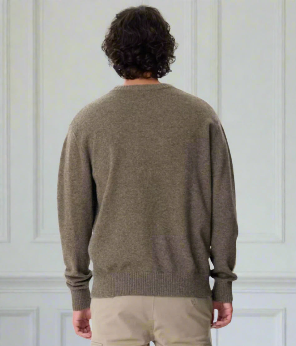 Brown Wool Blend Mens Jumper