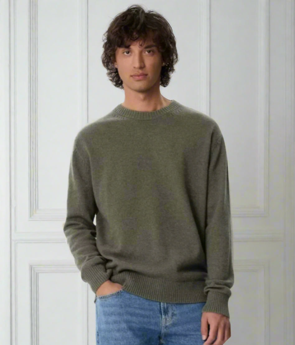 Green Wool Blend Mens Jumper