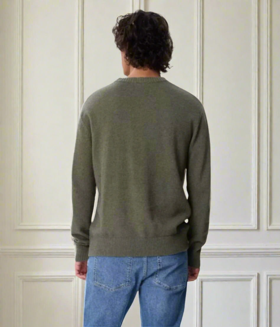 Green Wool Blend Mens Jumper