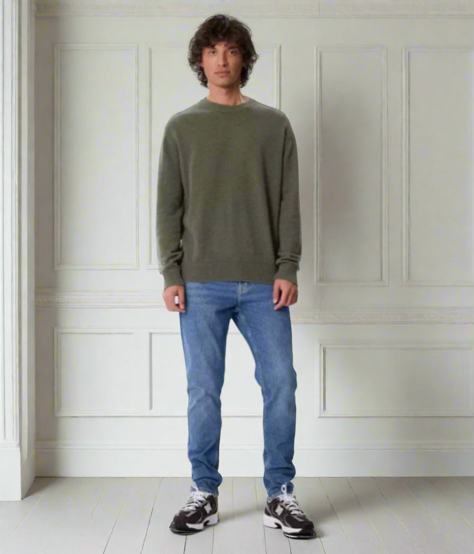 Green Wool Blend Mens Jumper