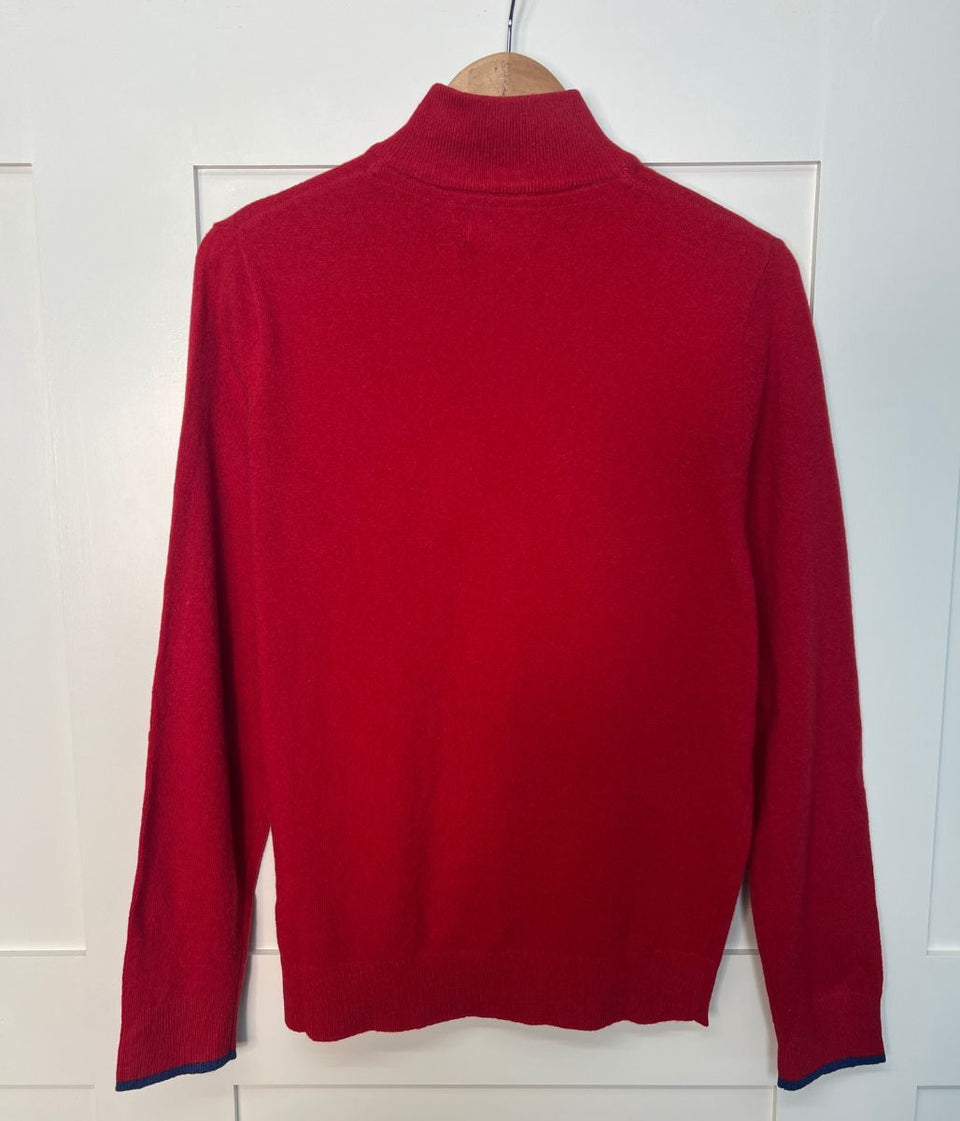 Red Mens Lambswool Rich 1/4 Zip Jumper
