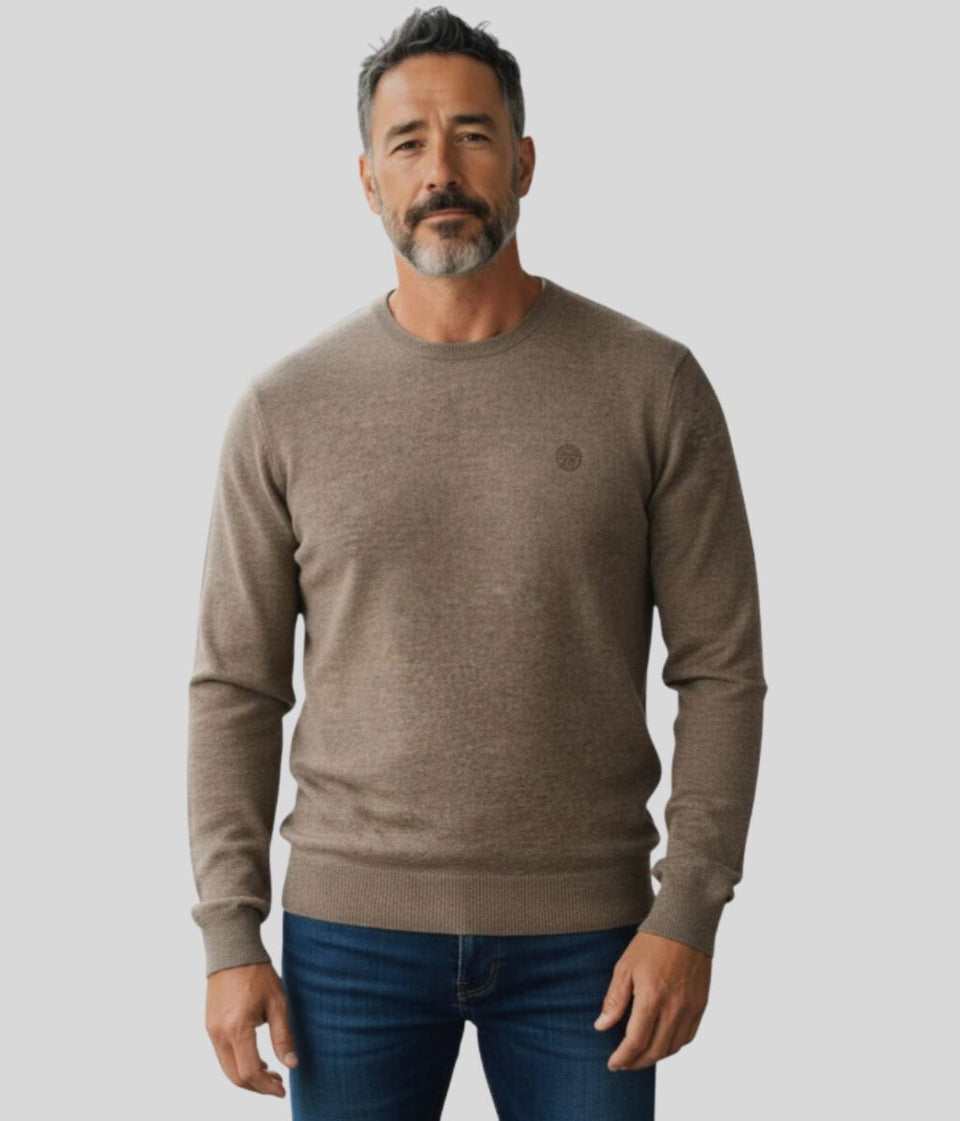North Sails Light Brown Wool Rich Mens Crew Neck Jumper