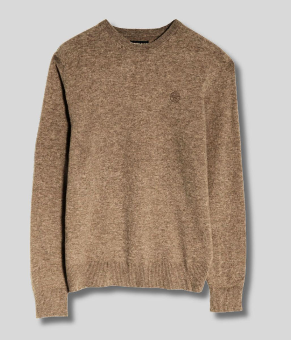 North Sails Light Brown Wool Rich Mens Crew Neck Jumper