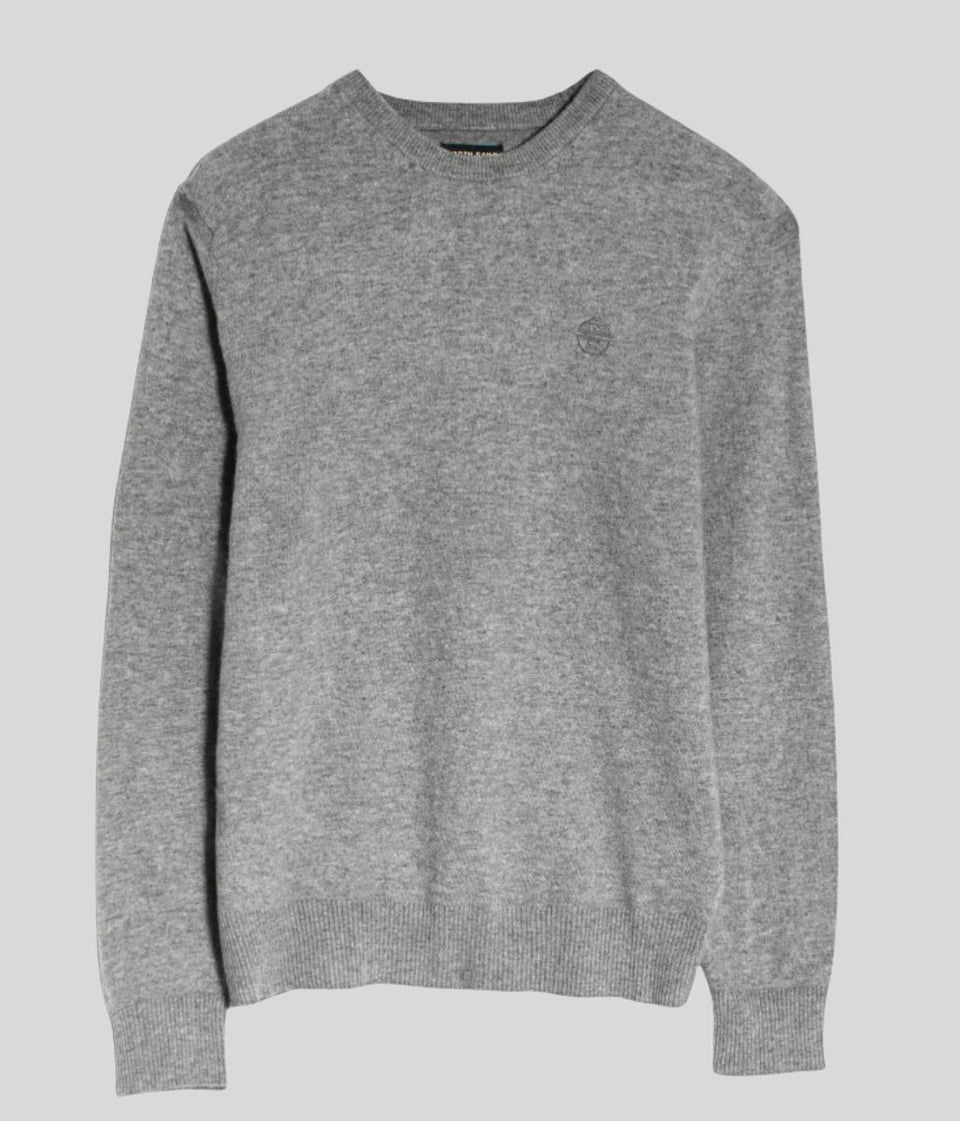 North Sails Light Grey Wool Rich Mens Crew Neck Jumper