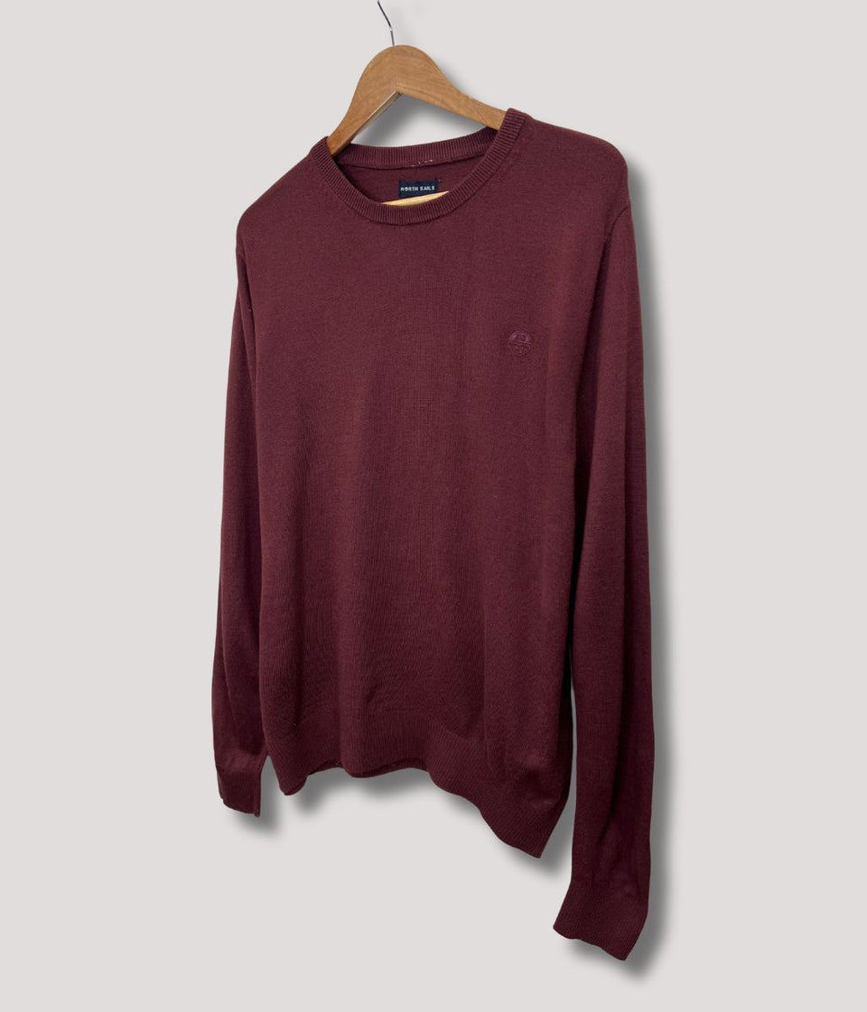 North Sails Burgundy Wool Rich Mens Crew Neck Jumper