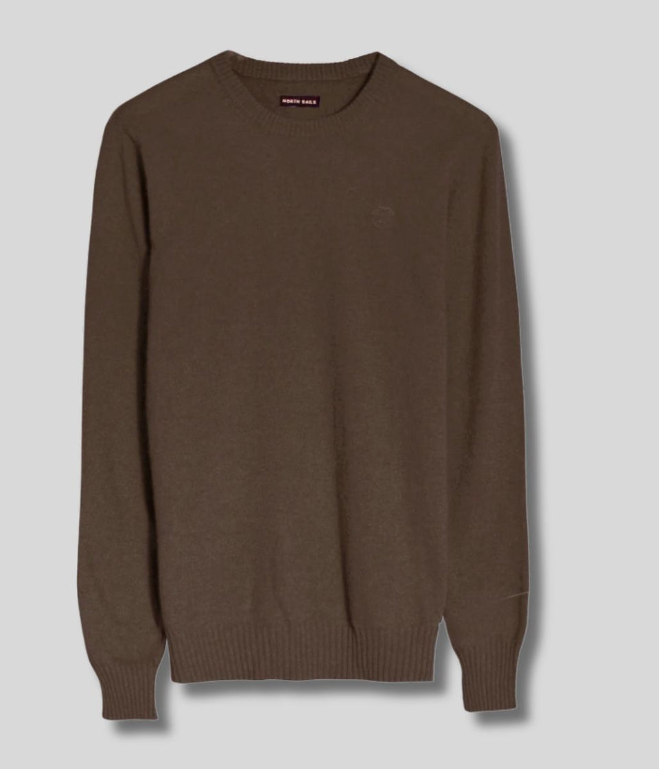 North Sails Dark Brown Wool Rich Mens Crew Neck Jumper