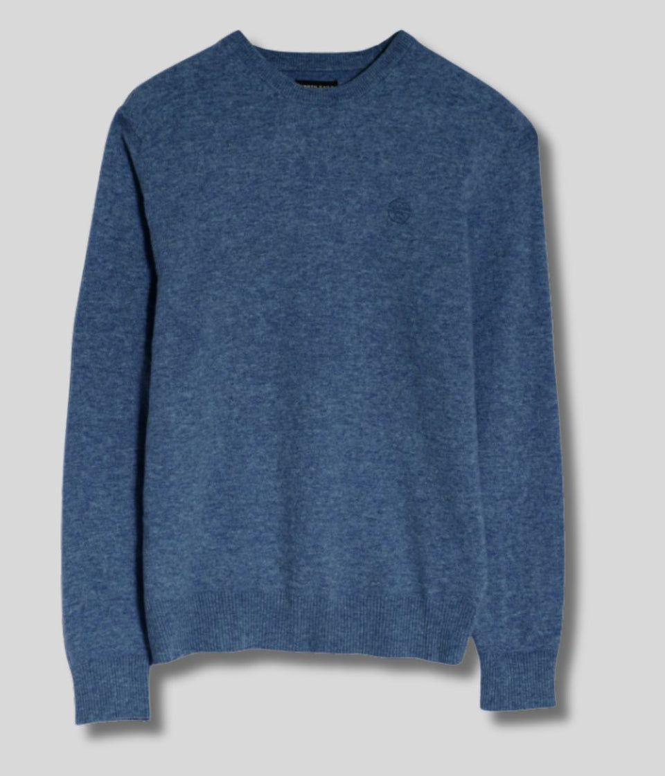North Sails Blue Wool Rich Mens Crew Neck Jumper