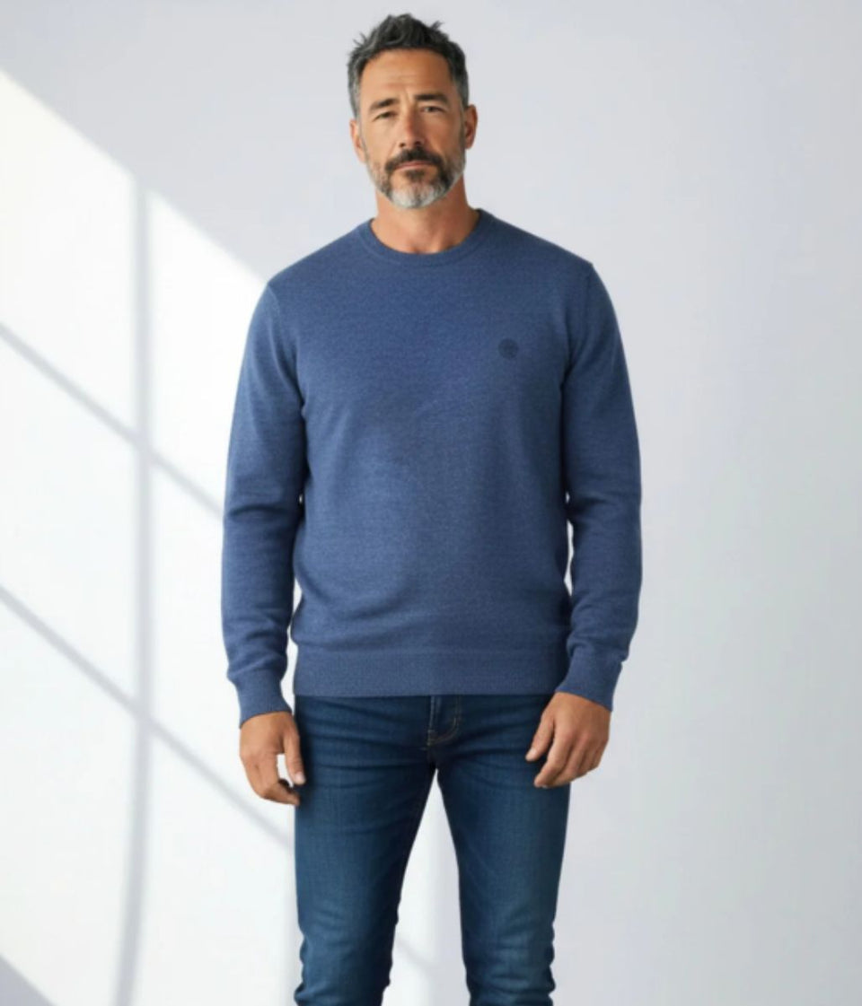 North Sails Blue Wool Rich Mens Crew Neck Jumper