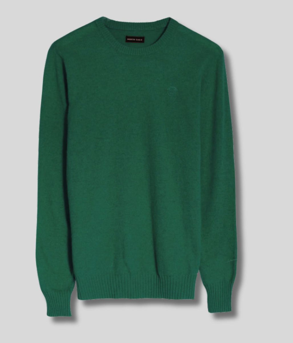 North Sails Green Wool Rich Mens Crew Neck Jumper
