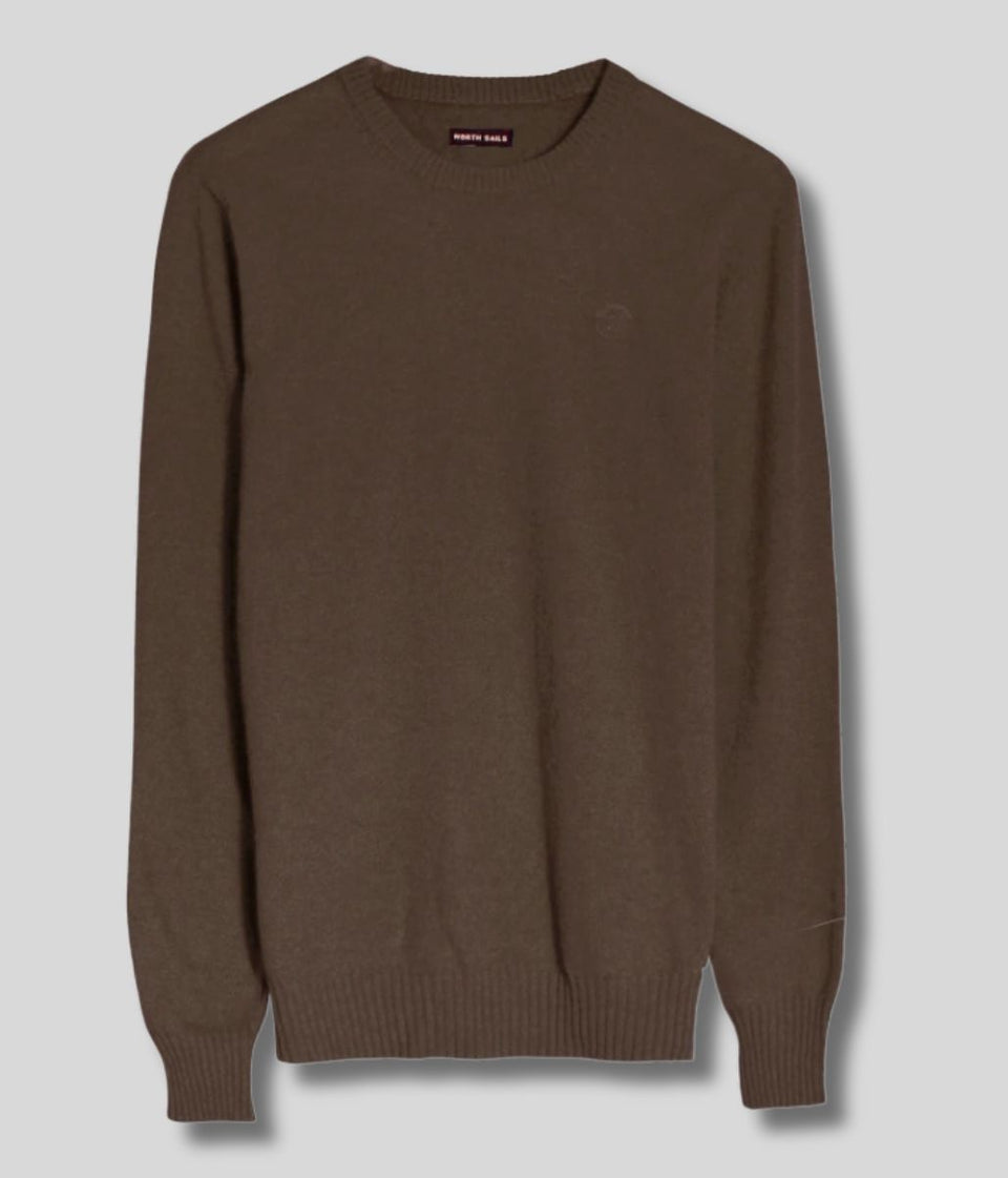 North Sails Chocolate Brown Wool Rich Mens Crew Neck Jumper