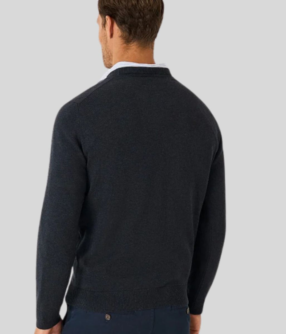 Navy Mens Cotton Crew Neck Logo Jumper