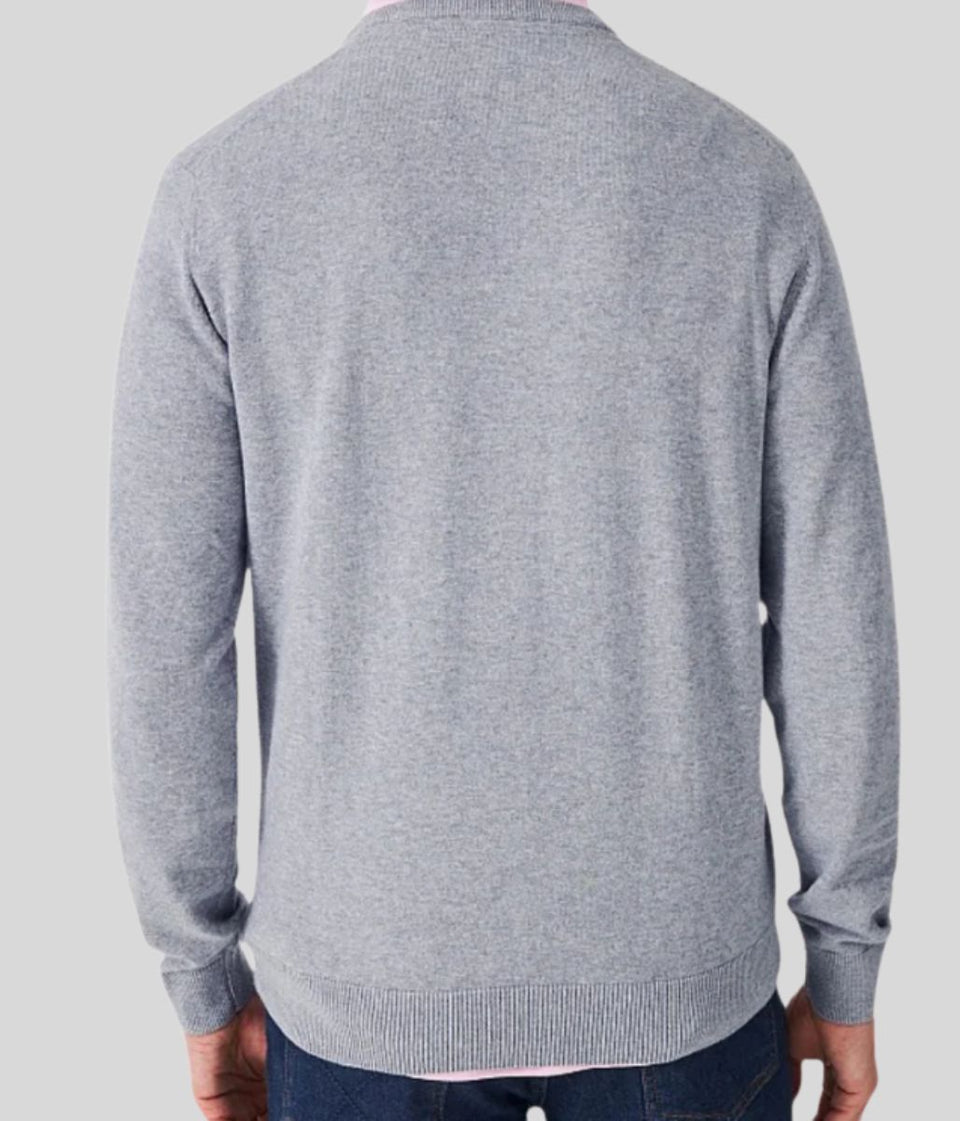 Grey Mens Cotton Crew Neck Logo Jumper