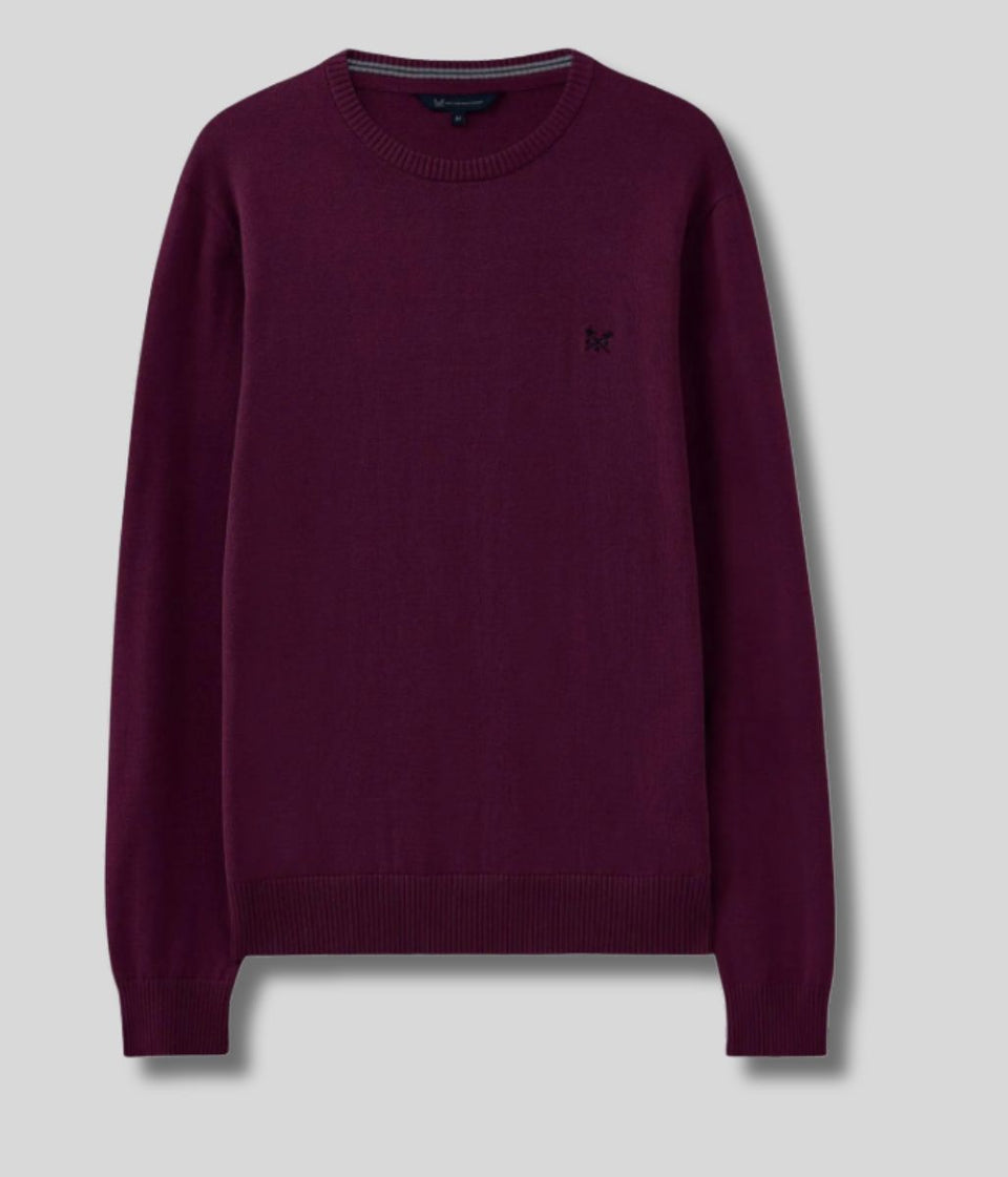 Wine Mens Cotton Crew Neck Logo Jumper