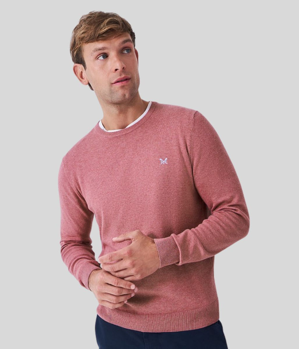 Pink Mens Cotton Crew Neck Logo Jumper