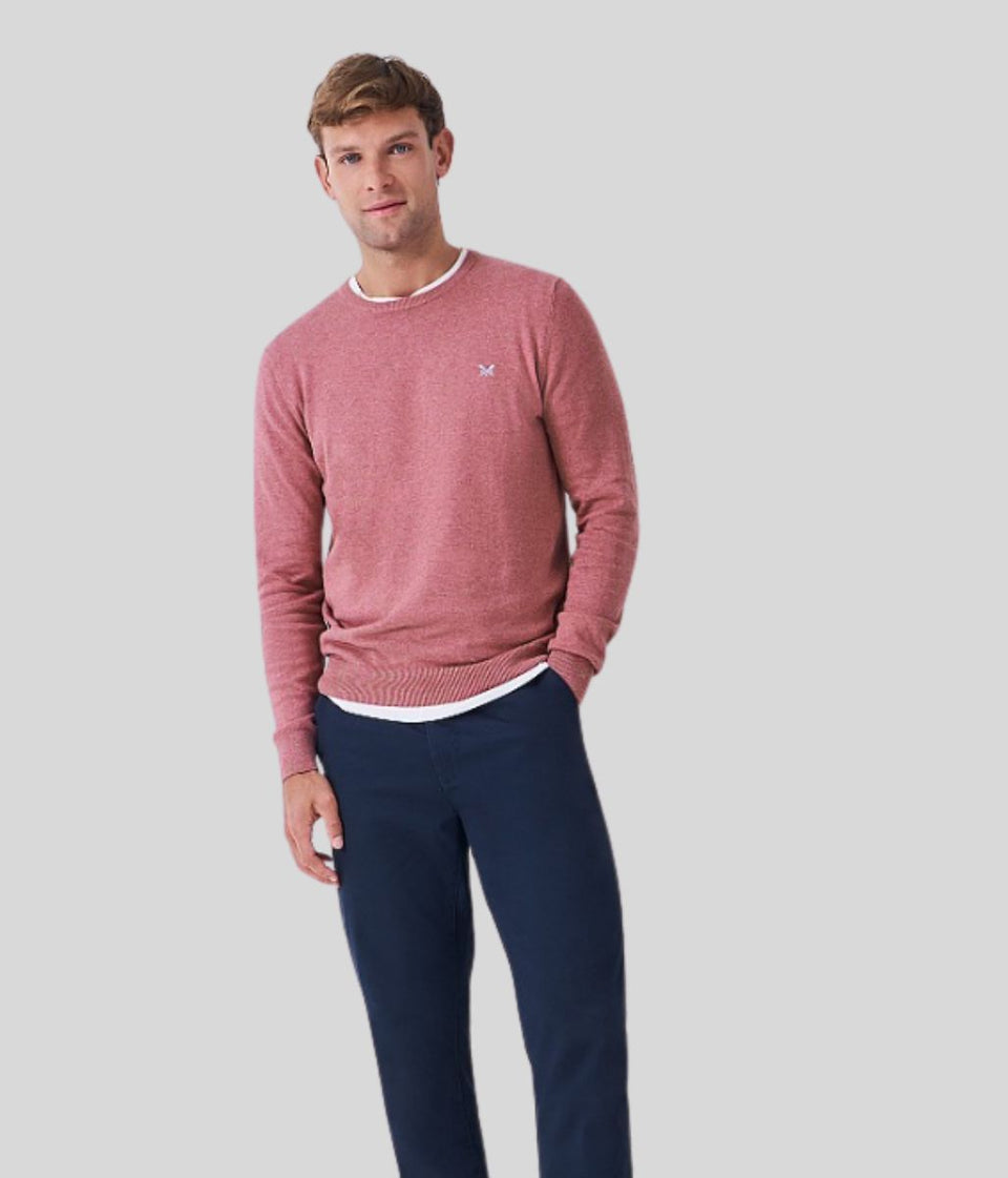 Pink Mens Cotton Crew Neck Logo Jumper