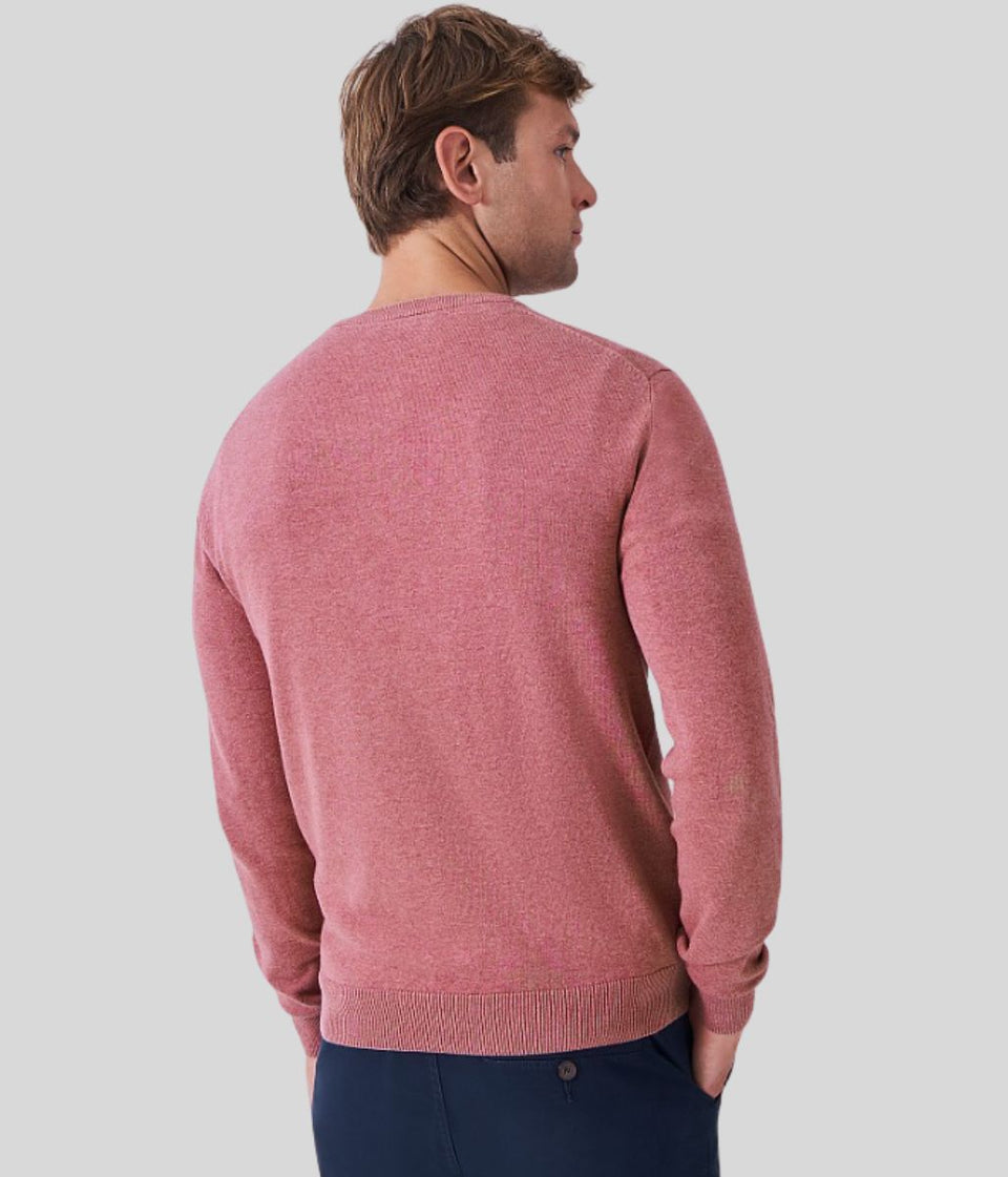 Pink Mens Cotton Crew Neck Logo Jumper