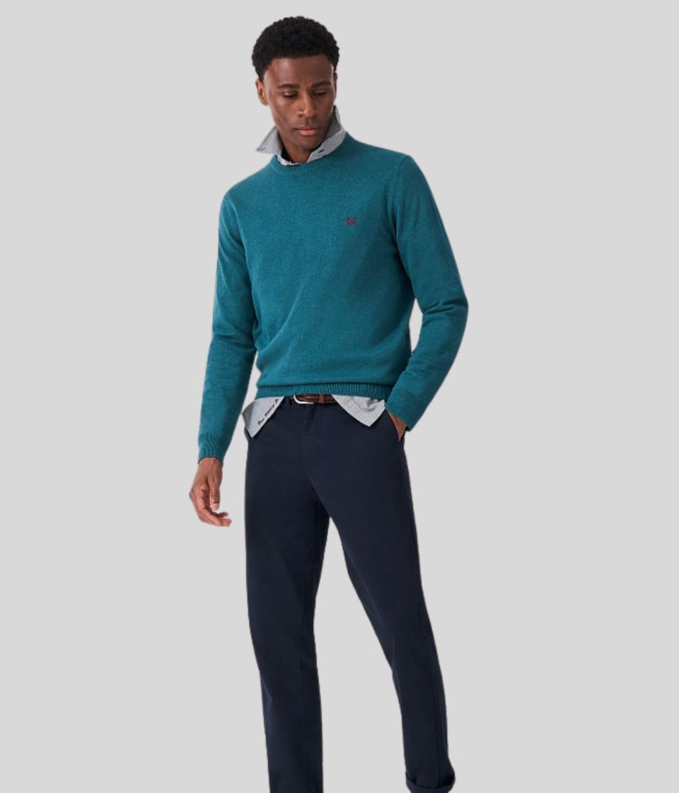 Bright Blue Mens Cotton Crew Neck Logo Jumper