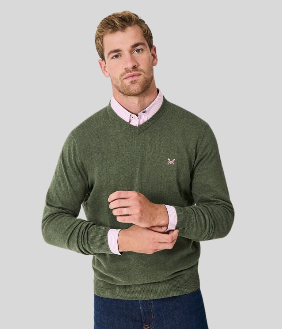 Thyme Mens V Neck Logo Jumper