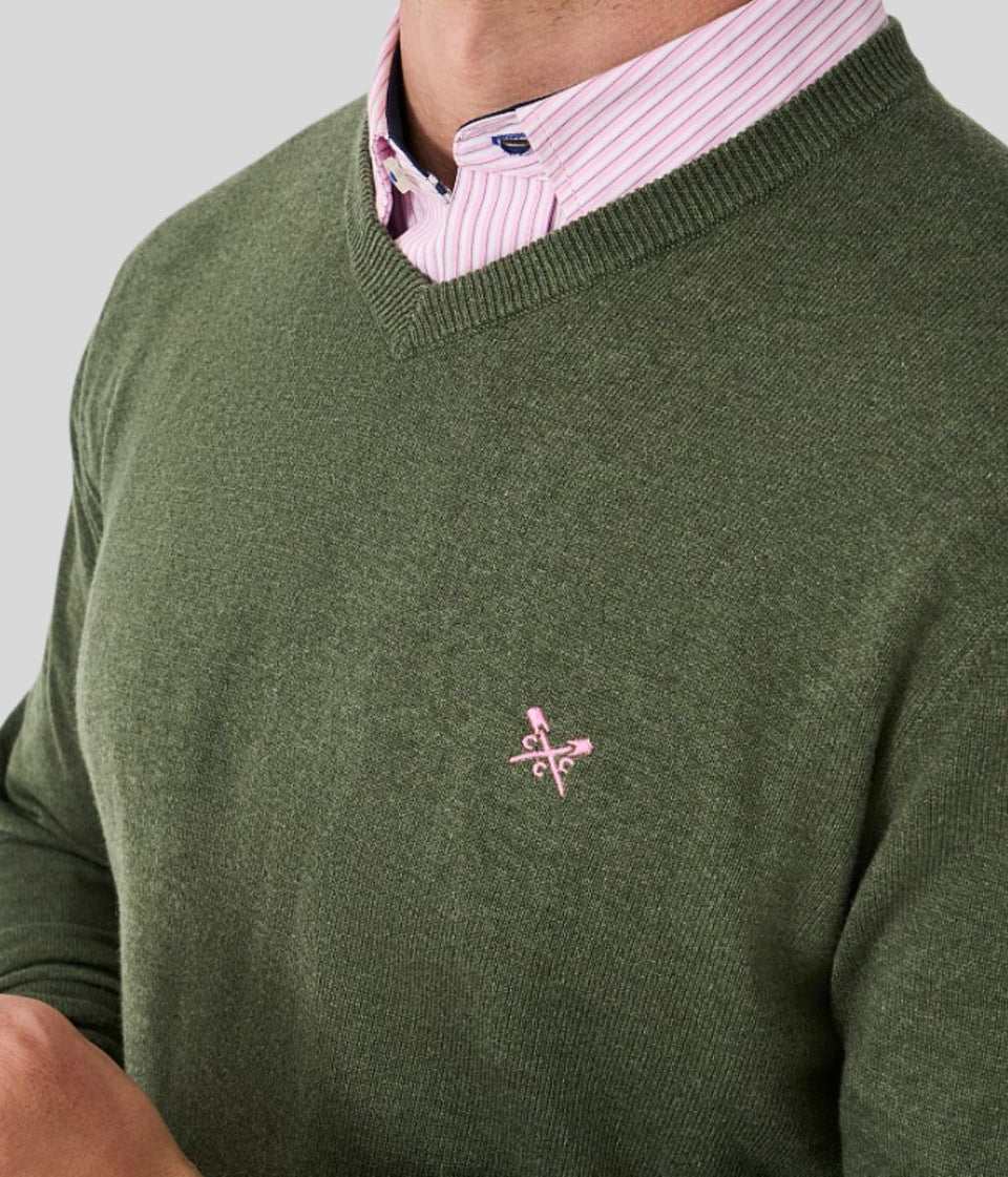 Thyme Mens V Neck Logo Jumper