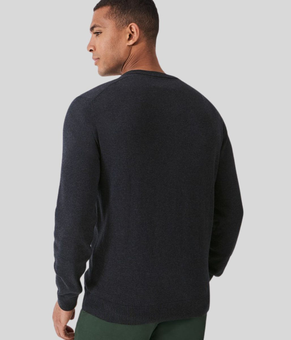 Charcoal Mens V Neck Logo Jumper
