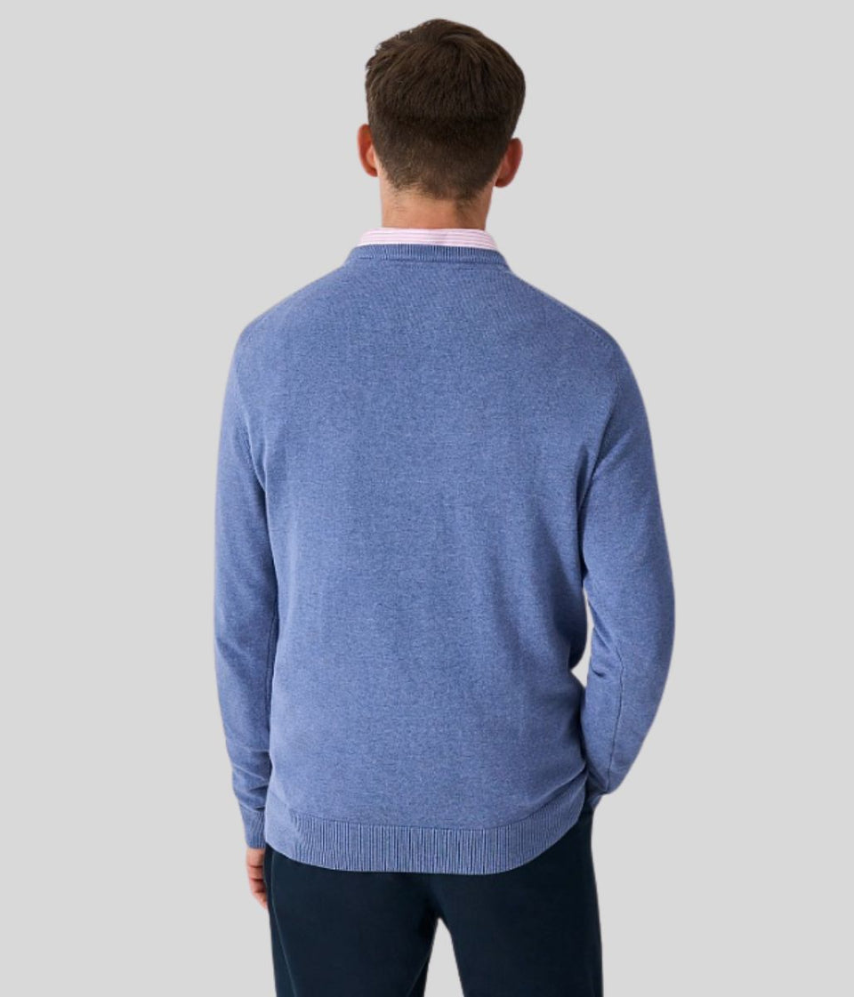 Blue Mens V Neck Logo Jumper