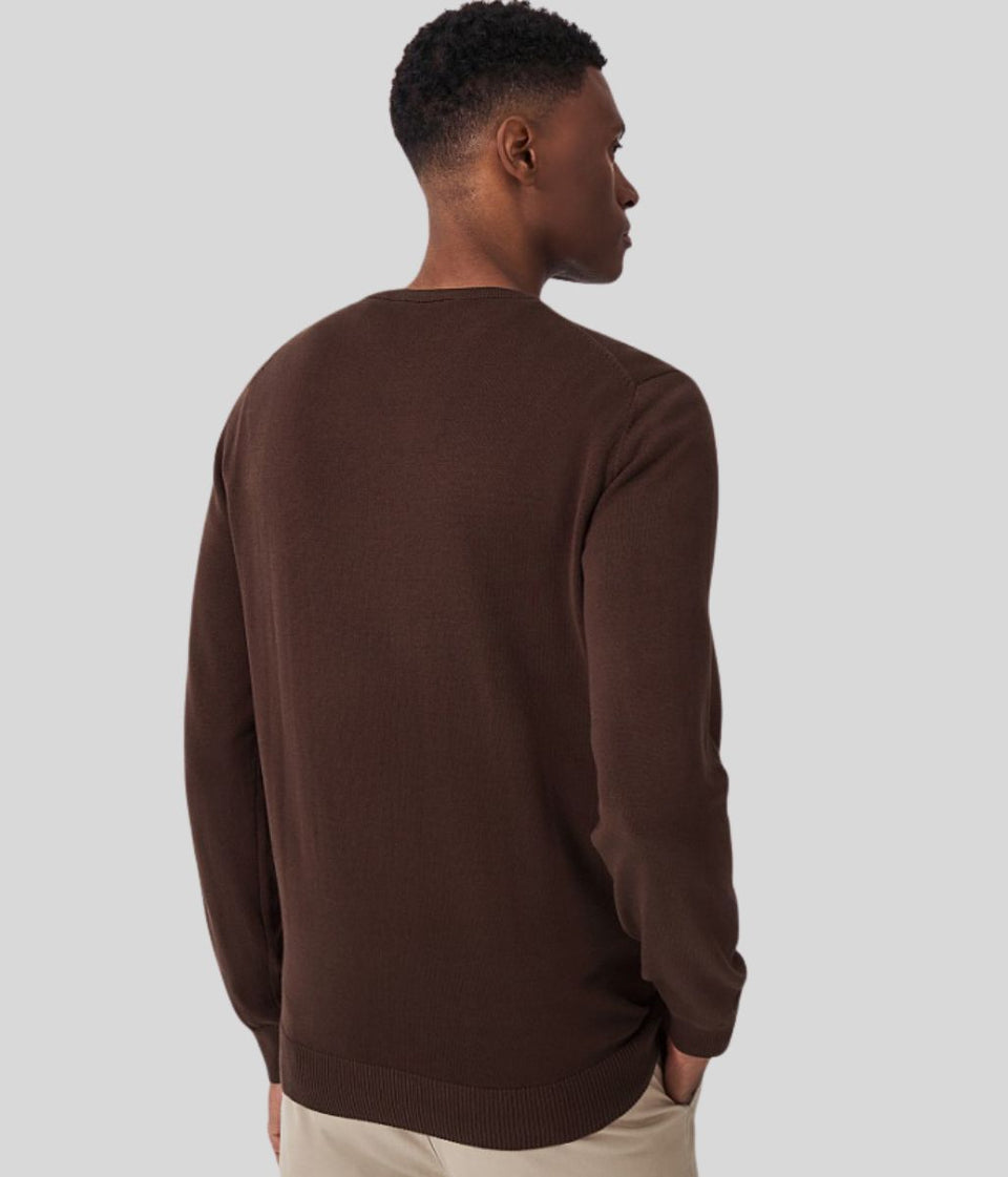 Chocolate Mens V Neck Logo Jumper