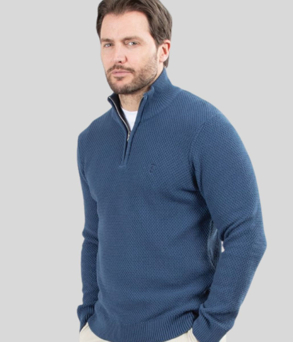 Denim Blue Ashgrove 1/4 Zip Jumper
