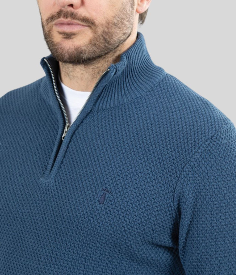 Denim Blue Ashgrove 1/4 Zip Jumper