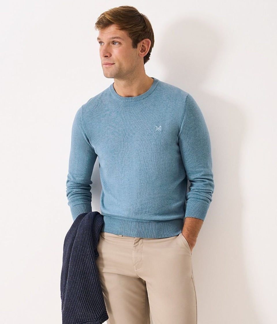 Sky Blue Cotton Crew Neck Logo Jumper