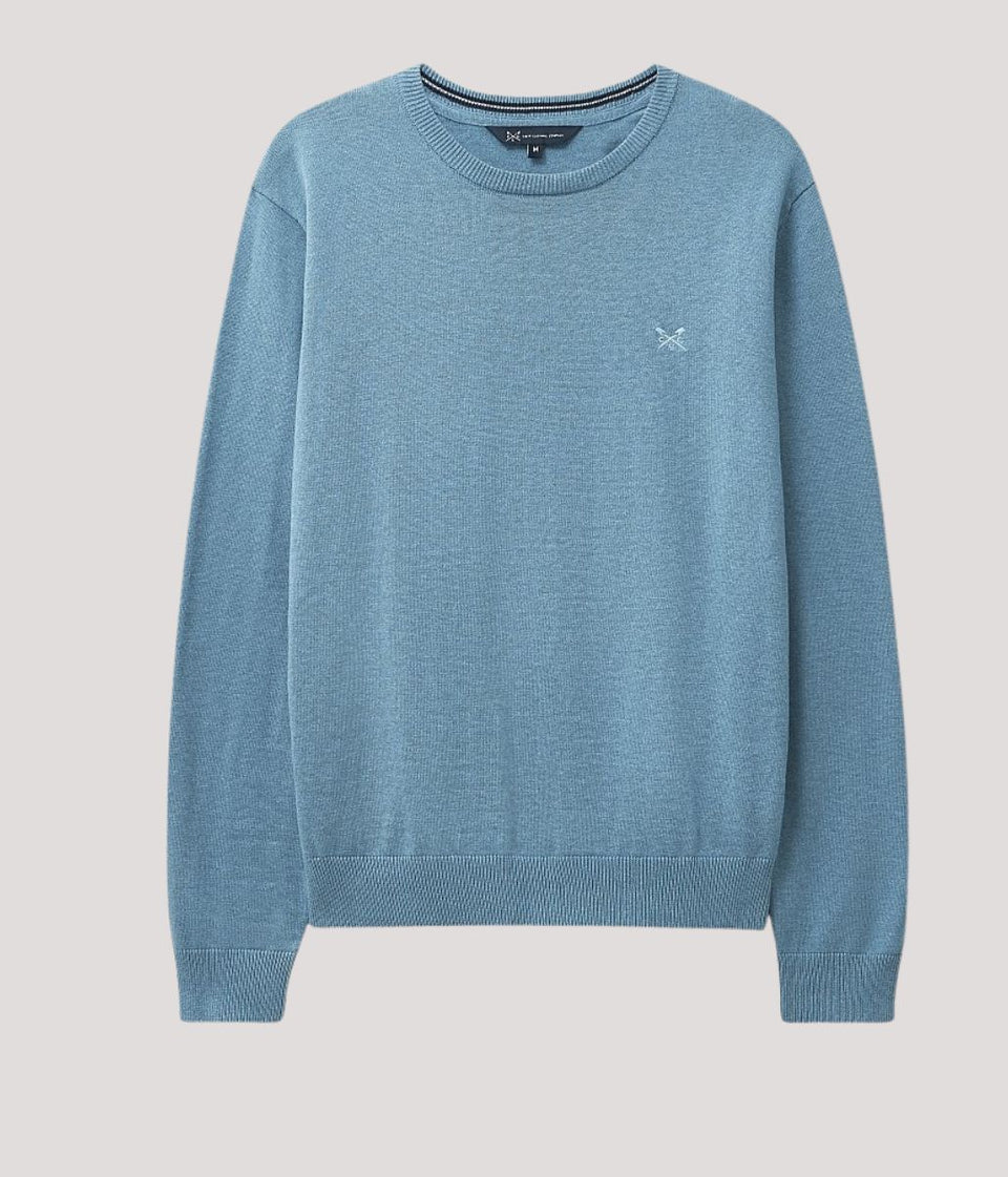 Sky Blue Cotton Crew Neck Logo Jumper