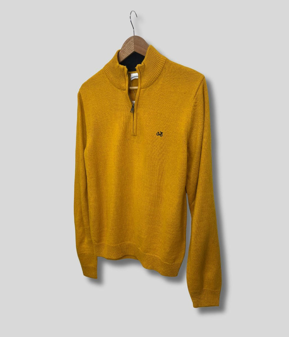 Yellow 1/4 Zip Wool Blend Knitted Jumper