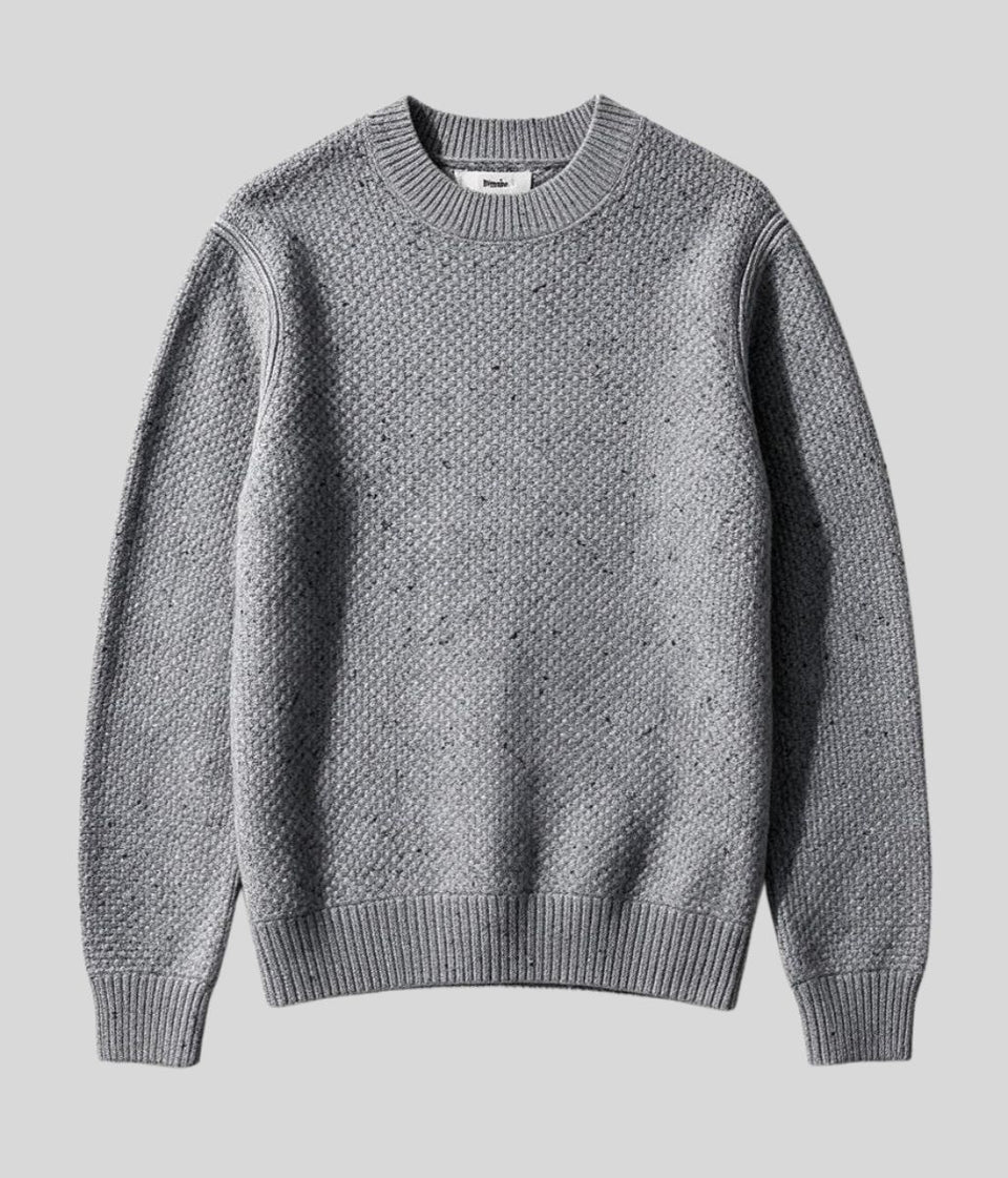 Grey Blue Lambswool Blend Crew Neck Jumper
