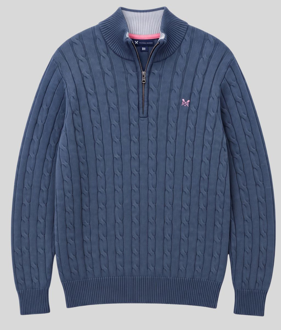 Steel Blue Mens Oarsman Cotton Half Zip Jumper