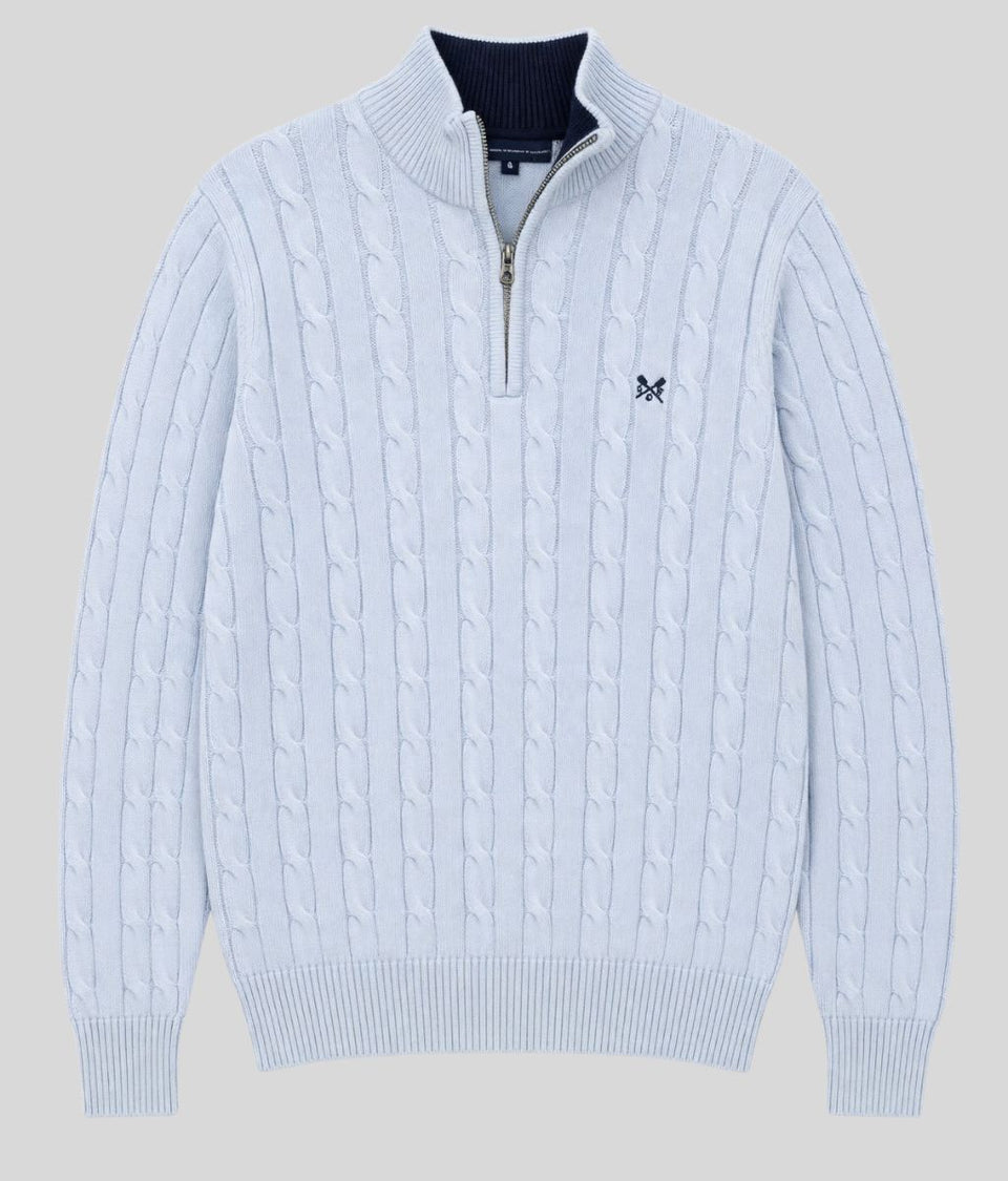 Ice Blue Mens Oarsman Cotton Half Zip Jumper
