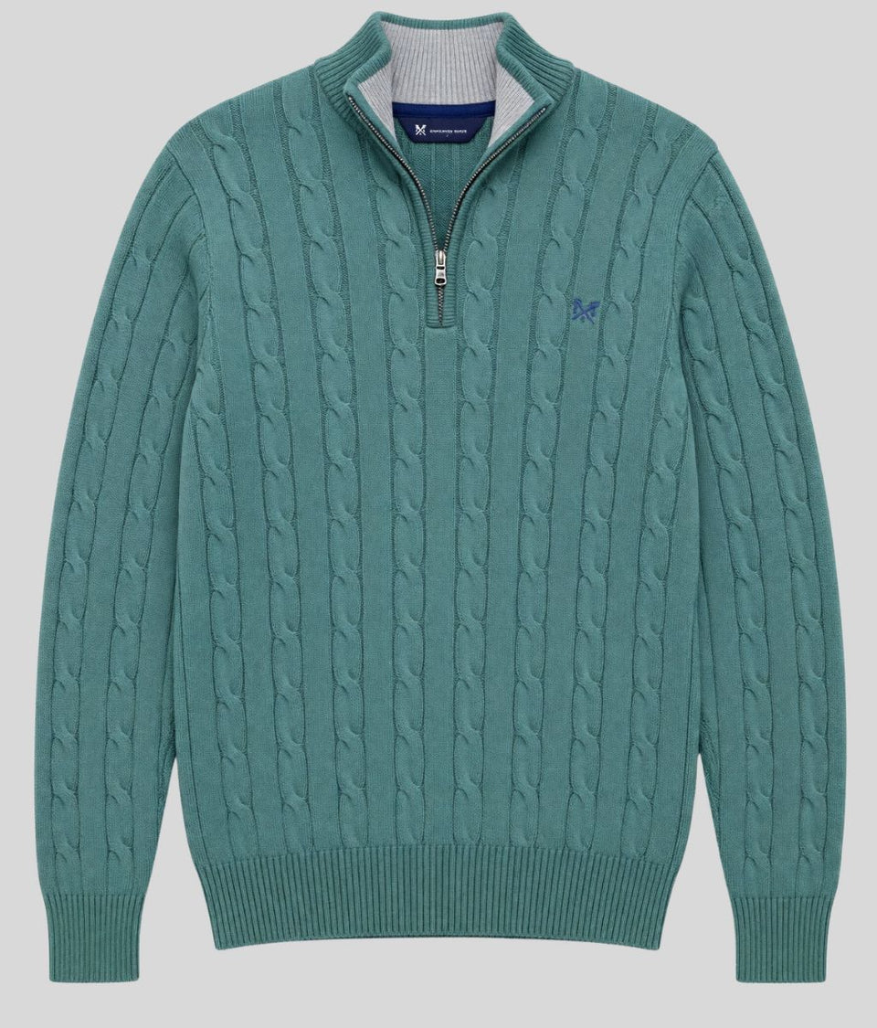 Sea Green Mens Oarsman Cotton Half Zip Jumper