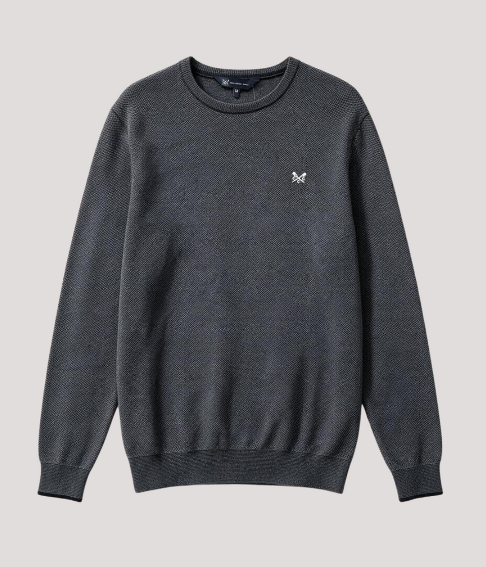 Charcoal Cotton Mens Textured Knit Jumper