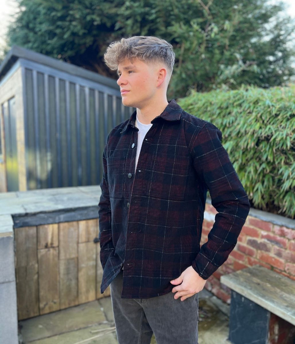 Mens Checked Cord Padded Shirt