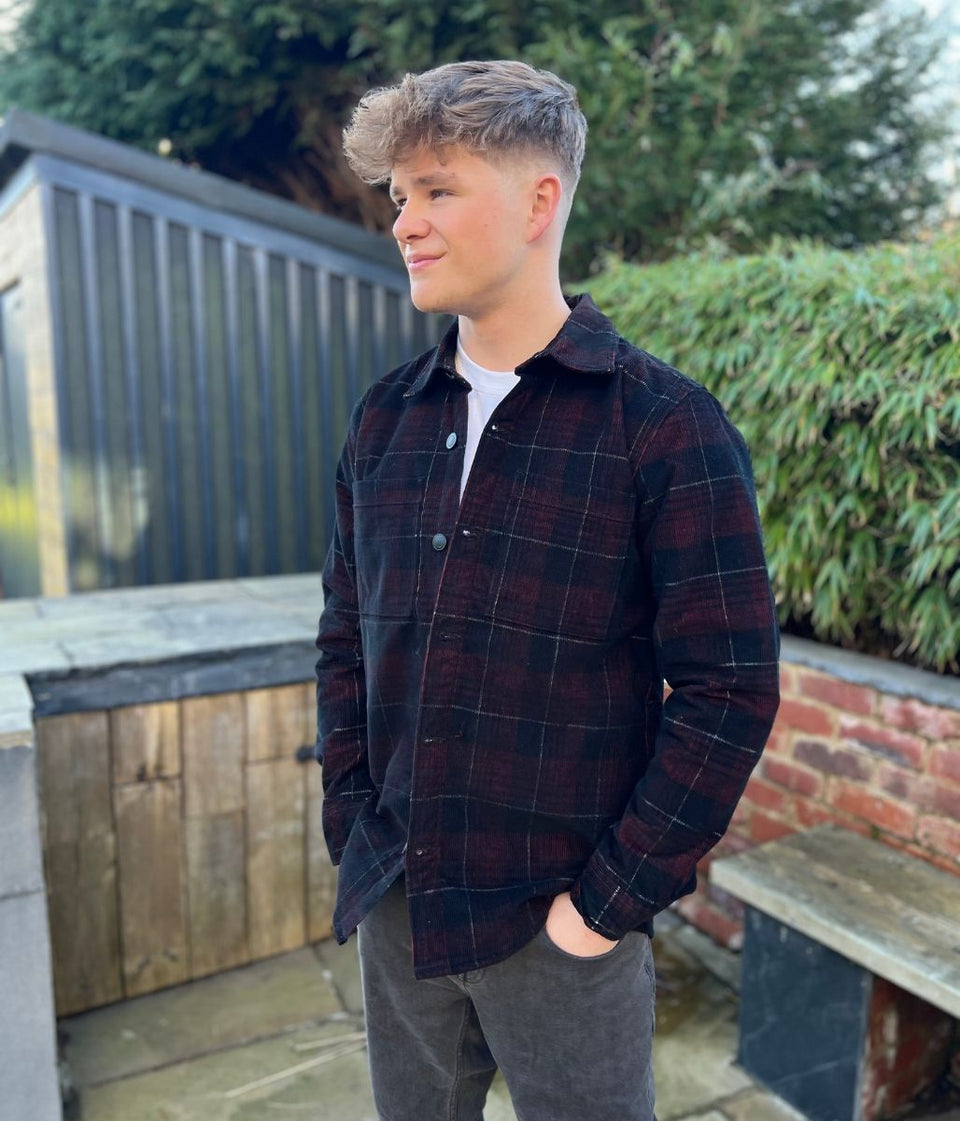Mens Checked Cord Padded Shirt