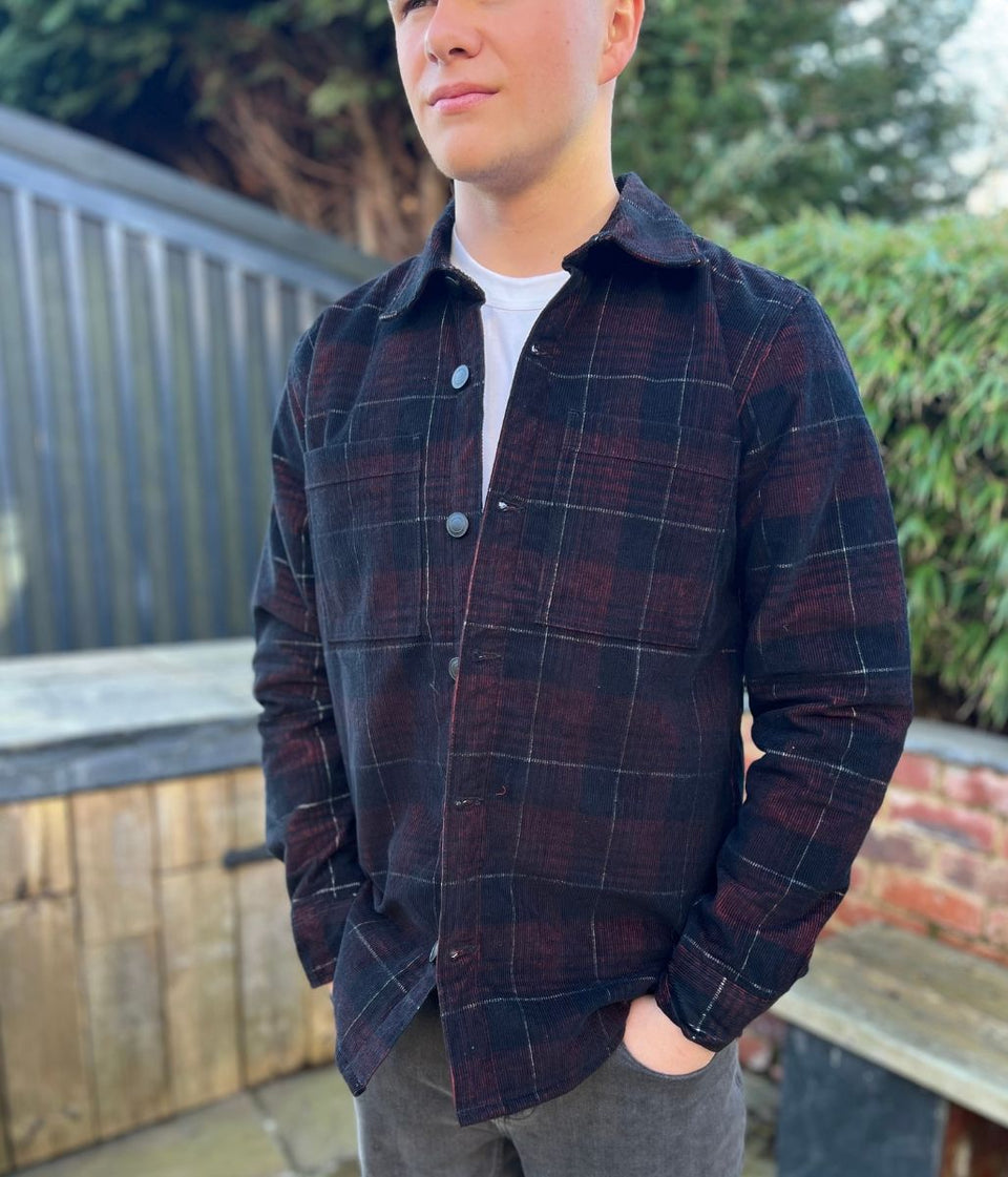 Mens Checked Cord Padded Shirt