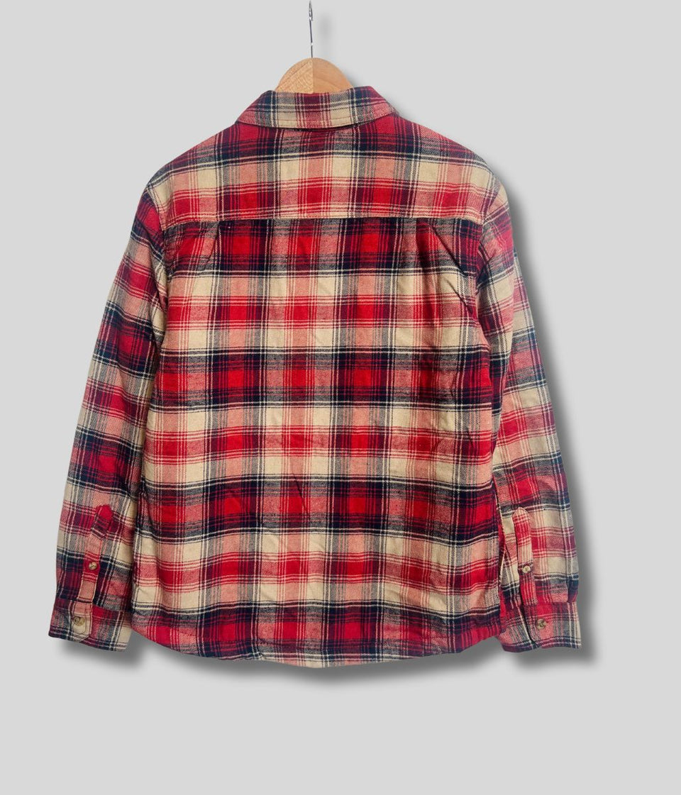 Mens Red Fleece Lined Check Shacket