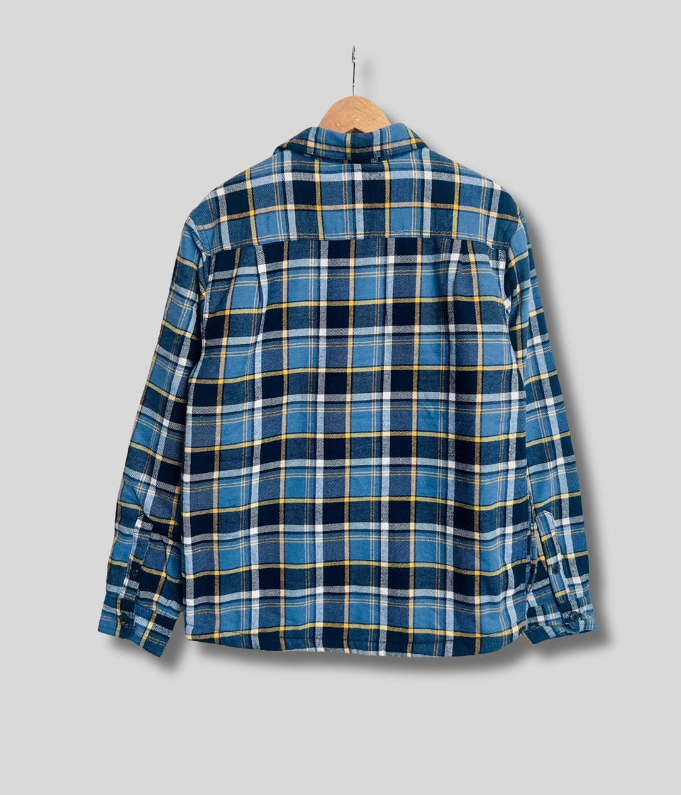Mens Blue Fleece Lined Check Shacket