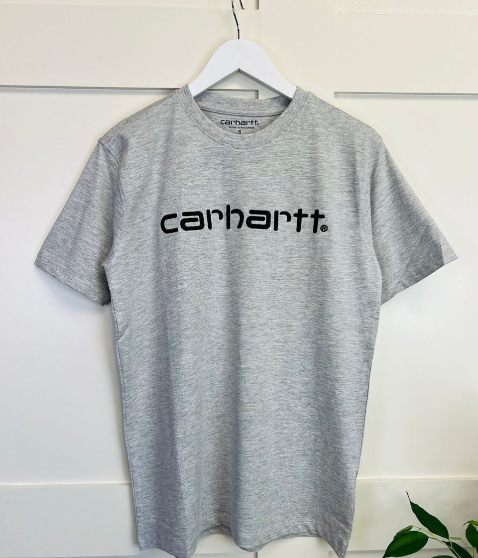 Grey Embroidered Logo Cotton T-Shirt