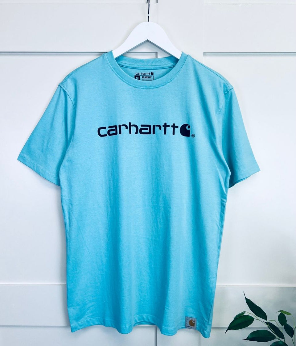 Blue Relaxed Fit Logo Cotton T-Shirt