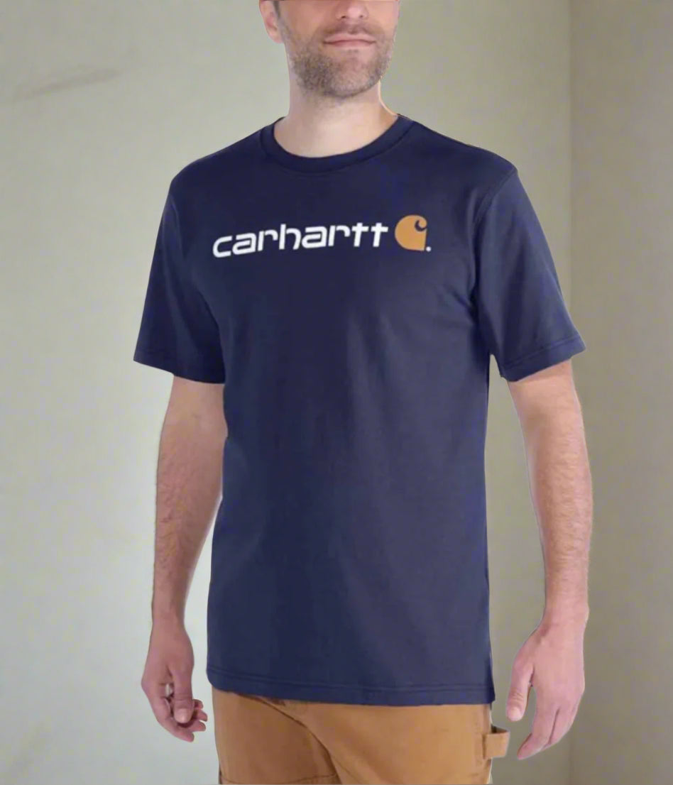 Navy Relaxed Fit Logo Cotton T-Shirt