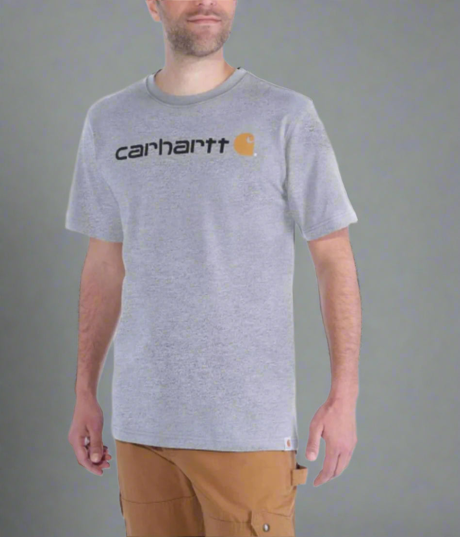 Grey Relaxed Fit Logo Cotton T-Shirt