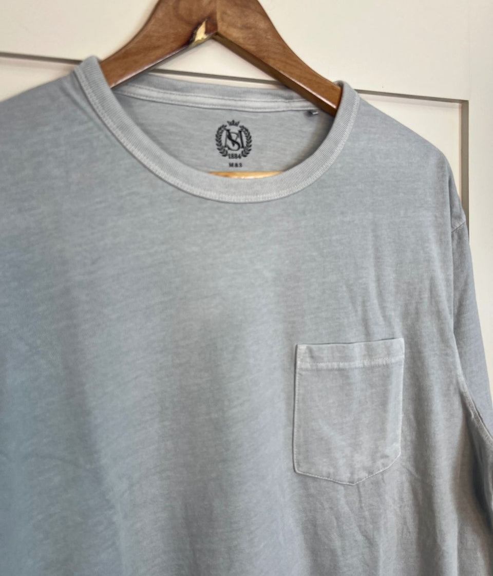 Grey Mens Cotton Long Sleeve T Shirt