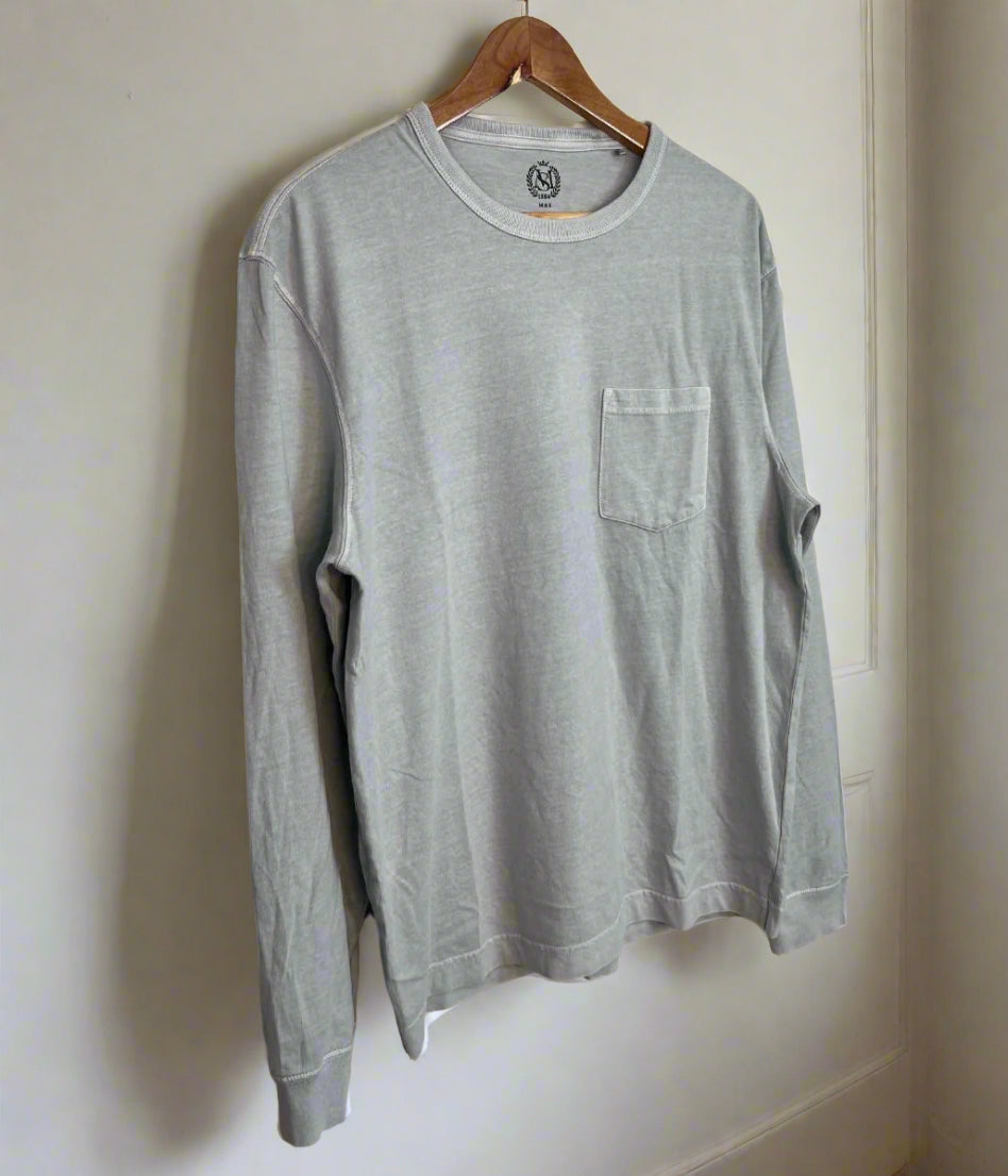 Grey Mens Cotton Long Sleeve T Shirt
