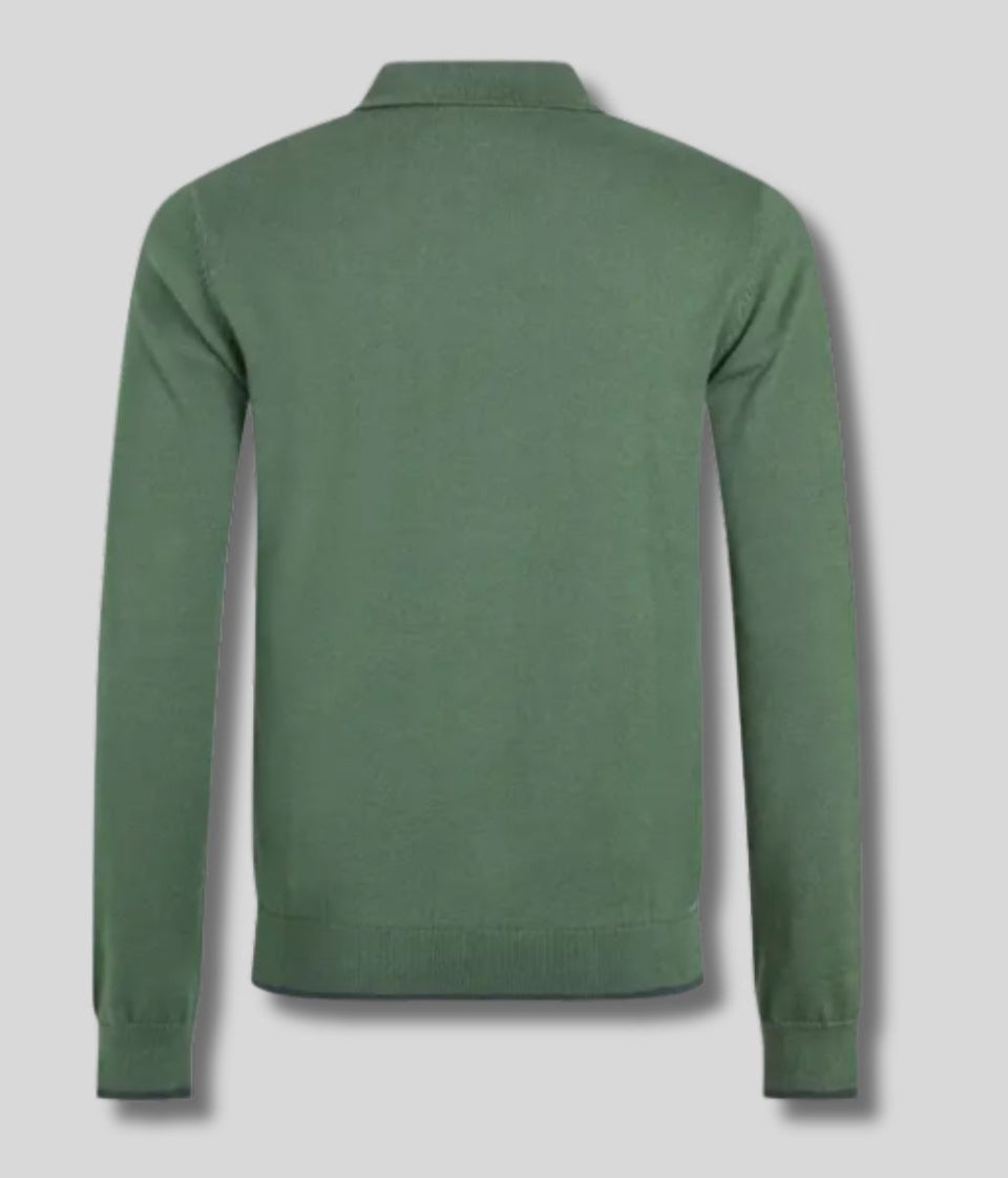 Green Alden Long Sleeve Knitted Polo