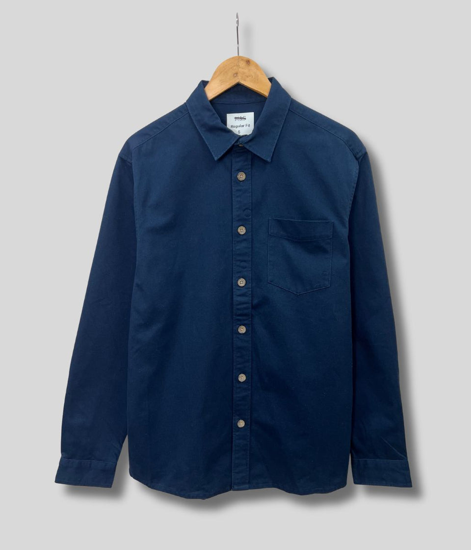 Mens Navy Cotton Over Shirt