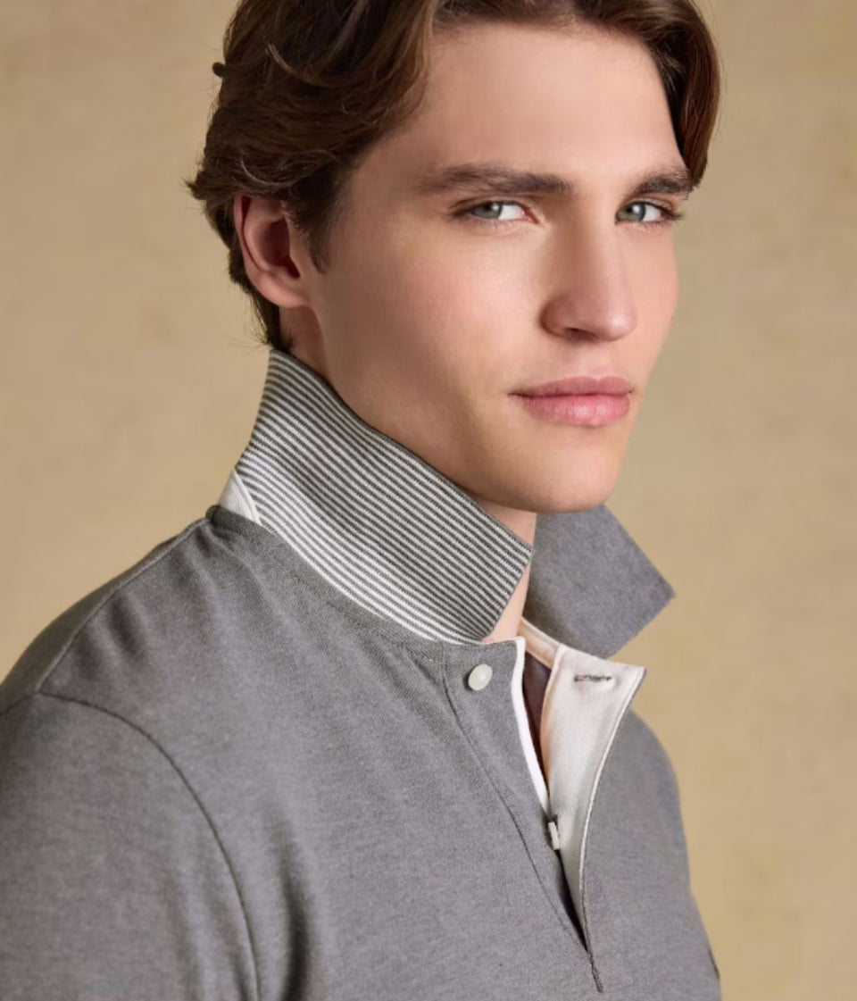 Grey Woody Pure Cotton Pique Polo Shirt